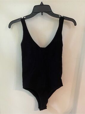 Aura | Black Ribbed Tank Top Bodysuit